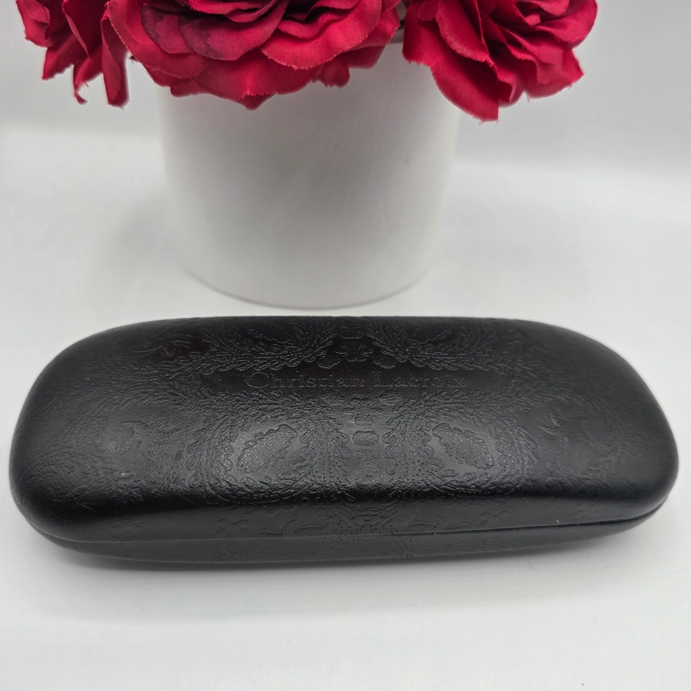 Christian Lacroix Black Embossed Damask Hard Shell Eyeglass Sunglasses‎ Case
